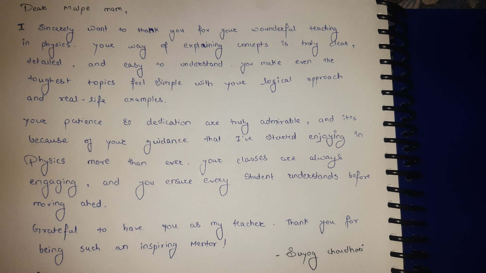 Handwritten Testimonial